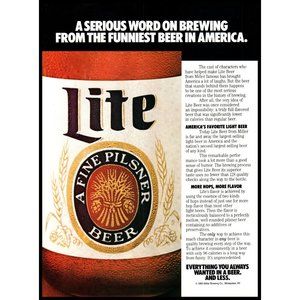 1986 Meller Lite Beer Bottle Label Vintage Print Ad America Funniest Wall Art